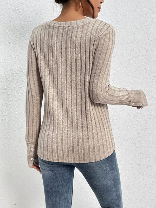 Long sleeve v - neck sweater - ElegantAlpha®