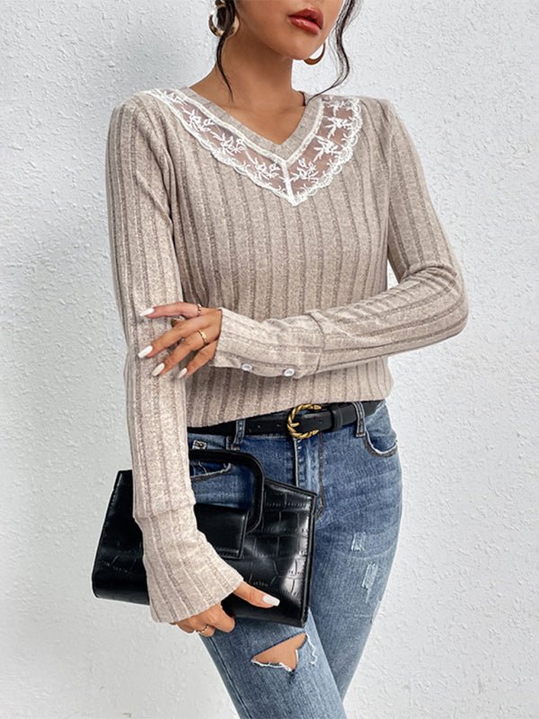 Long sleeve v - neck sweater - ElegantAlpha®