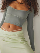 Long - sleeved navel - baring T - shirt - ElegantAlpha®