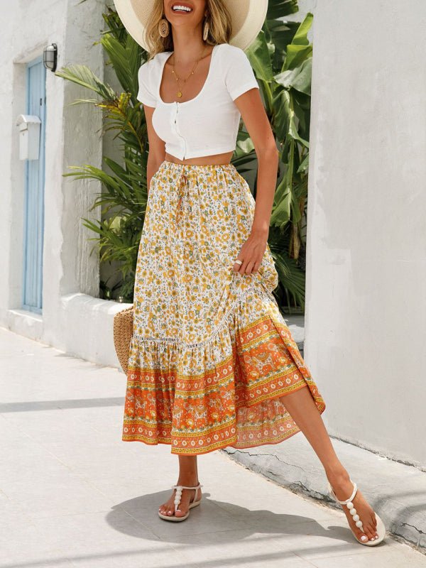 Maxi Cotton Bohemian Beach Resort Skirt - ElegantAlpha®