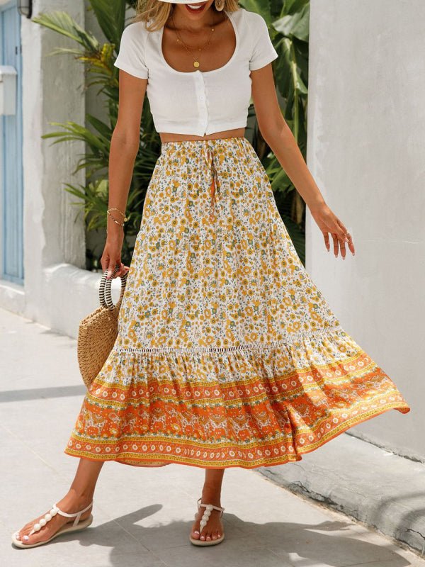 Maxi Cotton Bohemian Beach Resort Skirt - ElegantAlpha®