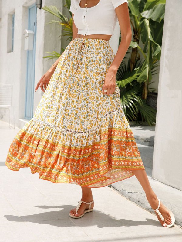 Maxi Cotton Bohemian Beach Resort Skirt - ElegantAlpha®