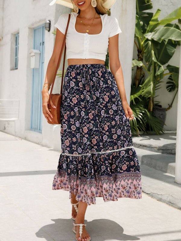 Maxi Cotton Bohemian Beach Resort Skirt - ElegantAlpha