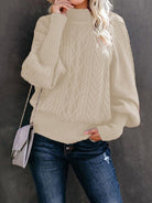 Mid Collar Loose Solid Color Sweater - ElegantAlpha®