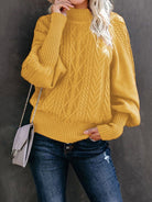 Mid Collar Loose Solid Color Sweater - ElegantAlpha®