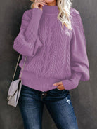 Mid Collar Loose Solid Color Sweater - ElegantAlpha®