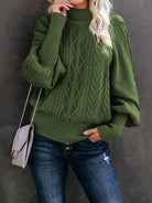 Mid Collar Loose Solid Color Sweater - ElegantAlpha®