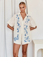 New 3D embroidered shirt short suit - ElegantAlpha