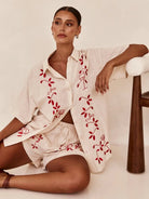 New 3D embroidered shirt short suit - ElegantAlpha