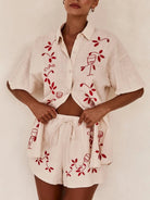 New 3D embroidered shirt short suit - ElegantAlpha