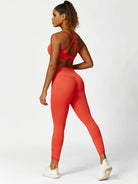 New drawstring yoga wear breathable solid color running tights - ElegantAlpha