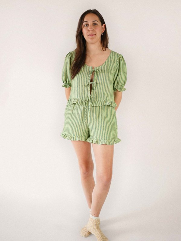 New ruffled lace - up loose casual suit - ElegantAlpha