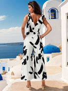 New sleeveless black and white printed jumpsuit - ElegantAlpha