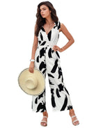 New sleeveless black and white printed jumpsuit - ElegantAlpha