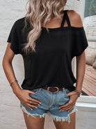 Off - Shoulder Short Sleeve T-Shirt - ElegantAlpha