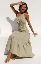 One Shoulder Gathered Long Dress - ElegantAlpha