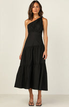 One Shoulder Gathered Long Dress - ElegantAlpha