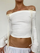 One - shoulder lace - up long - sleeved top - ElegantAlpha®