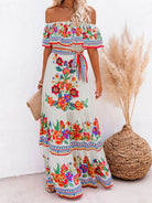 One - shoulder printed long swing dress - ElegantAlpha®