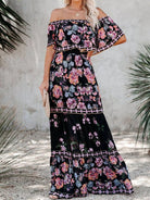 One - shoulder printed long swing dress - ElegantAlpha®