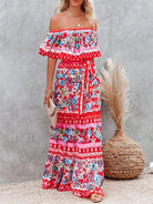 One - shoulder printed long swing dress - ElegantAlpha®