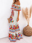 One - shoulder printed long swing dress - ElegantAlpha®