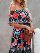 One - shoulder printed long swing dress - ElegantAlpha®