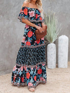 One - shoulder printed long swing dress - ElegantAlpha®