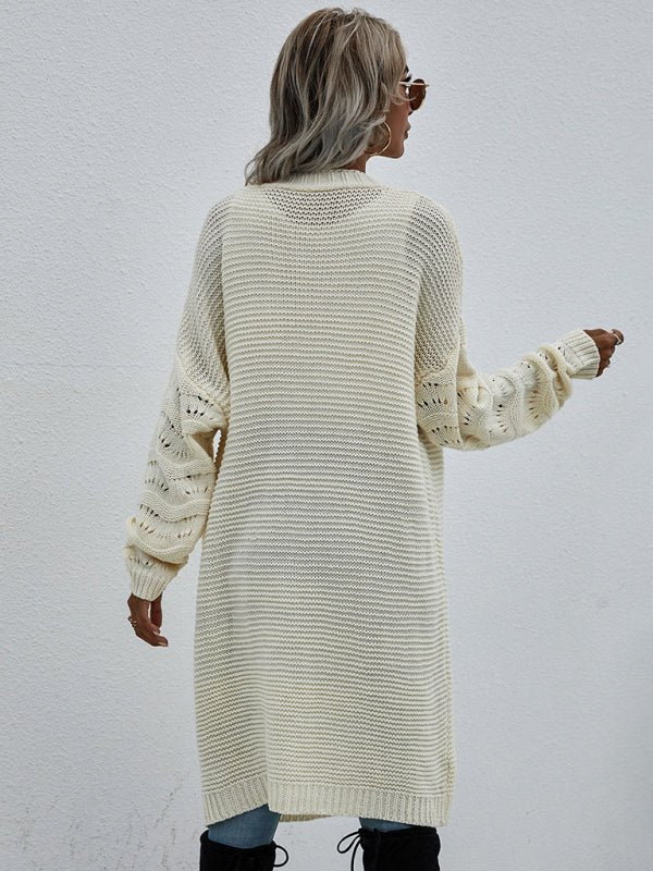 Open Knit Long Sleeve Cardigan - ElegantAlpha®