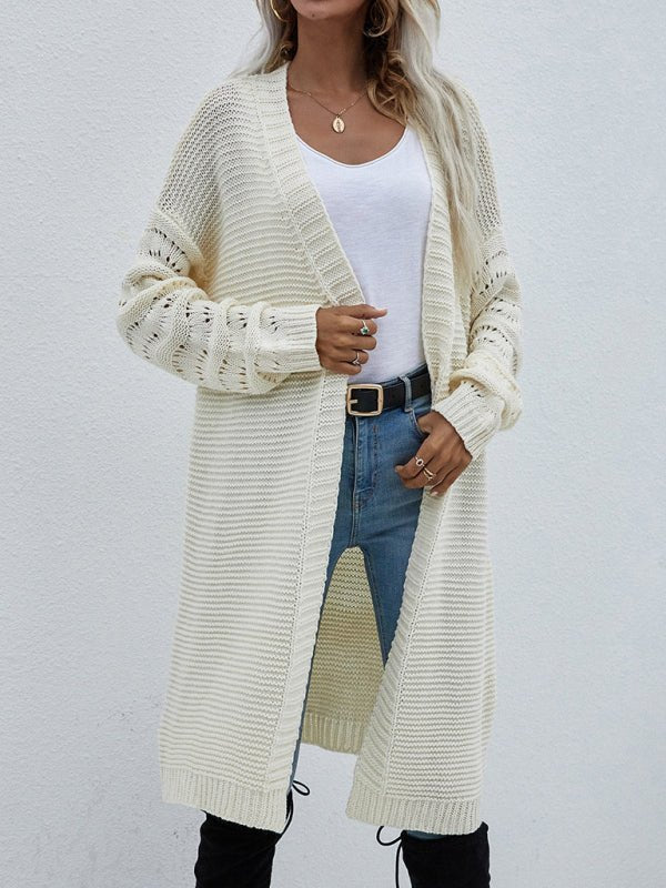 Open Knit Long Sleeve Cardigan - ElegantAlpha®