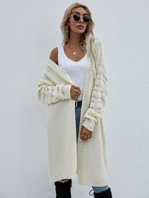 Open Knit Long Sleeve Cardigan - ElegantAlpha®