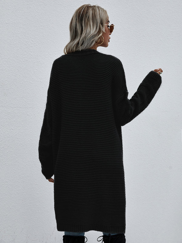 Open Knit Long Sleeve Cardigan - ElegantAlpha®