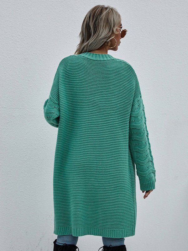 Open Knit Long Sleeve Cardigan - ElegantAlpha®