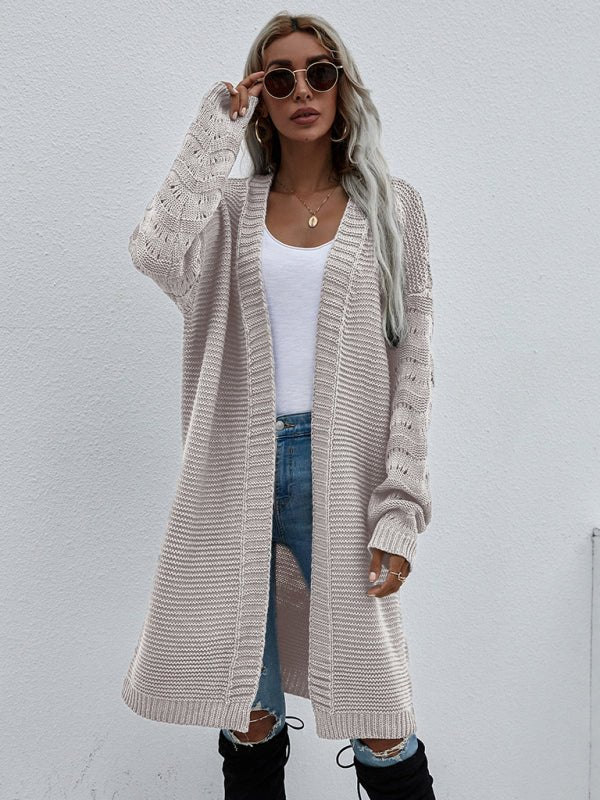 Open Knit Long Sleeve Cardigan - ElegantAlpha®