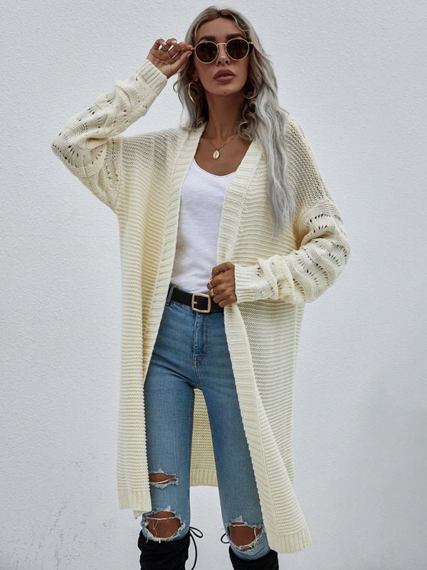 Open Knit Long Sleeve Cardigan - ElegantAlpha®