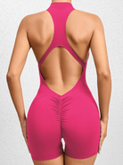 Peach hips one - piece quick - drying pleated fitness Jumpsuit - ElegantAlpha