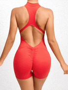 Peach hips one - piece quick - drying pleated fitness Jumpsuit - ElegantAlpha