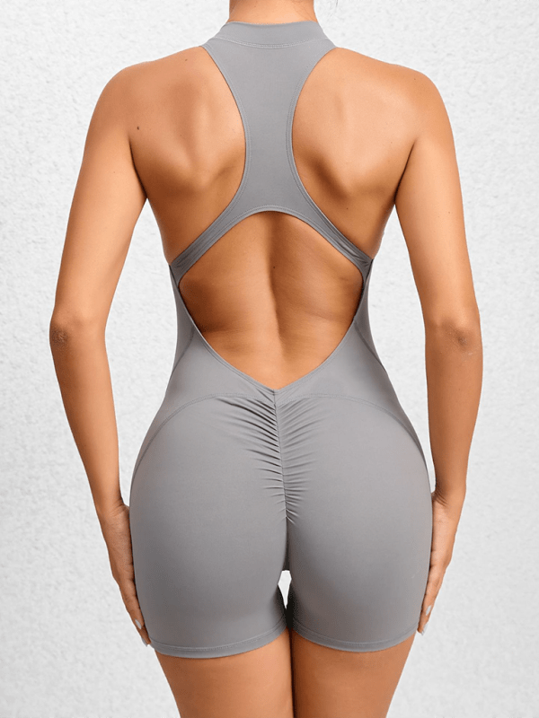 Peach hips one - piece quick - drying pleated fitness Jumpsuit - ElegantAlpha