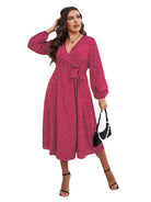 Pendulum polka dot long sleeve commuter red dress - ElegantAlpha