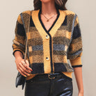 Plaid button cardigan sweater - ElegantAlpha