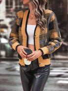 Plaid button cardigan sweater - ElegantAlpha