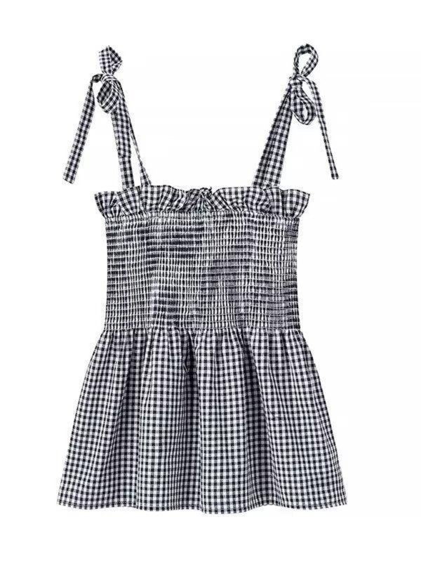 Plaid Strap Top - ElegantAlpha