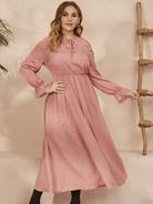 Polka - dot loose long - sleeved dress - ElegantAlpha