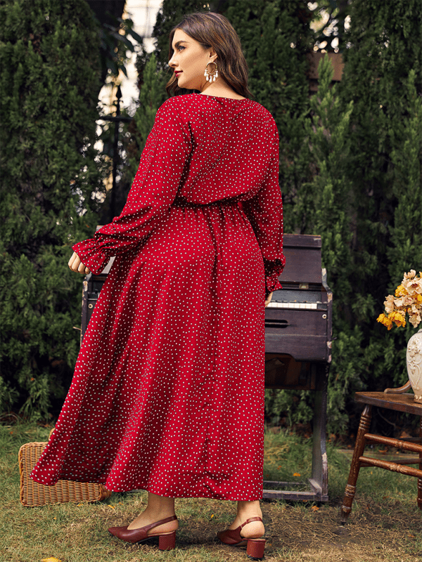 Polka - dot loose long - sleeved dress - ElegantAlpha