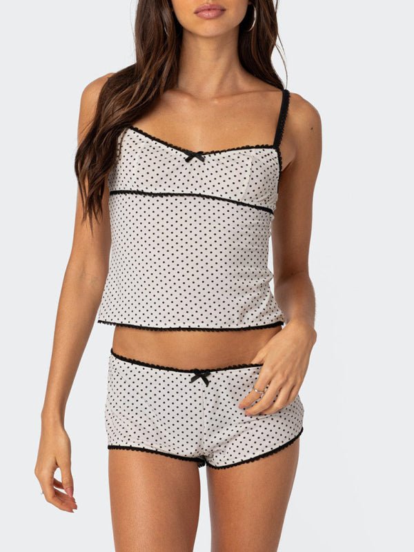 Polka dot print halter top lac two - piece set - ElegantAlpha