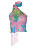 Printed Backless Ribbon Top - ElegantAlpha