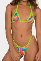 Printed Bikini with Trimmed Edges and Thong Bottom - ElegantAlpha®