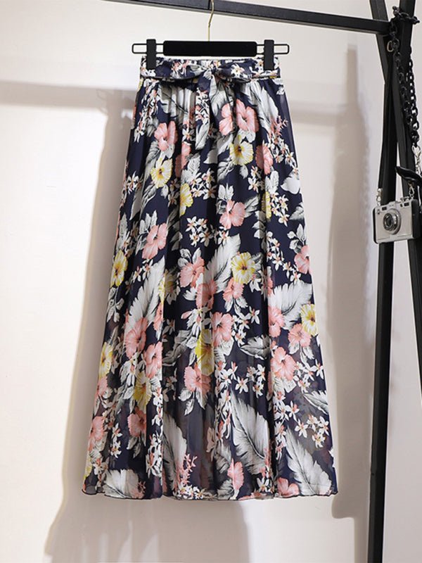 Printed Chiffon Swing Midi Skirt - ElegantAlpha®