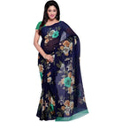 Printed Faux Georgette Blue1 Color Saree - ElegantAlpha