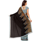 Printed Faux Georgette Brown Color Saree - ElegantAlpha